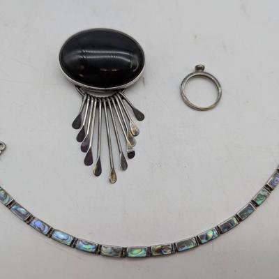 Sterling Silver Bracelet, Brooch & Ring 
