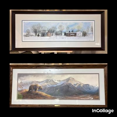 Two Signed, Numbered Framed Prints-Winter Scene & Wildlife