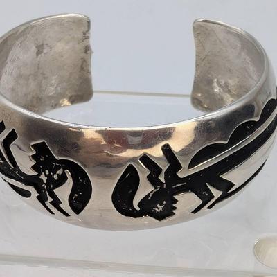 Rosco Scott Navajo Silver Kokopelli Cuff Bracelet 