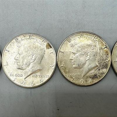 Three 1964 & One 1967 Silver Kennedy Half Dollars