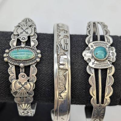 3 Sterling Silver Navajo Bracelets