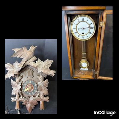 Vintage Wall Clock & Cuckoo Clock 