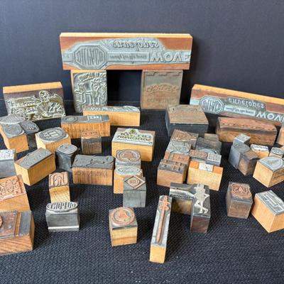 Group Of Vintage Printing Press Blocks