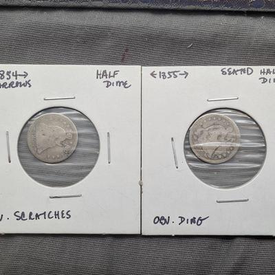1854 & 1855 Seated Liberty Half Dimes