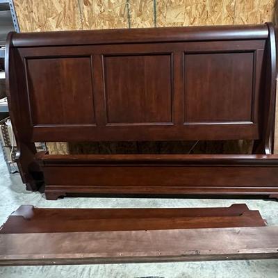 King Sleigh Bed With Shadow Box Headboard 