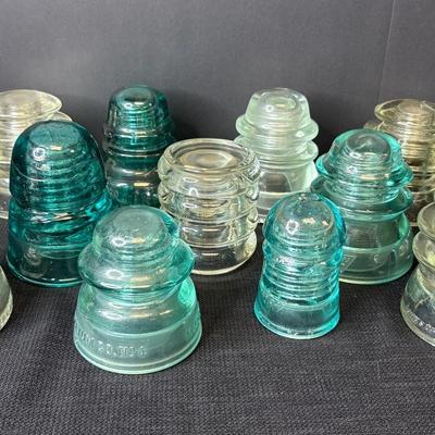 Group Of Vintage Insulators-Green & Clear