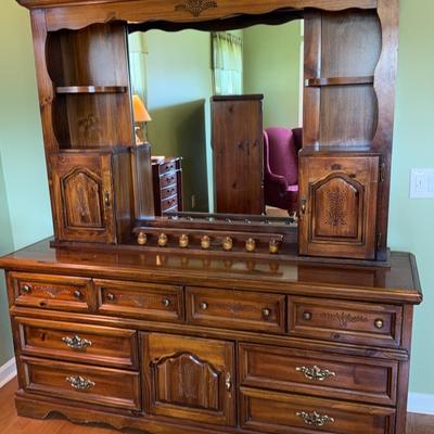 Wooden Dresser With Large Mirror