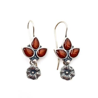 Sale Photo Thumbnail #368: Sterling Silver Earrings w/ Baltic Amber & Fish Lock