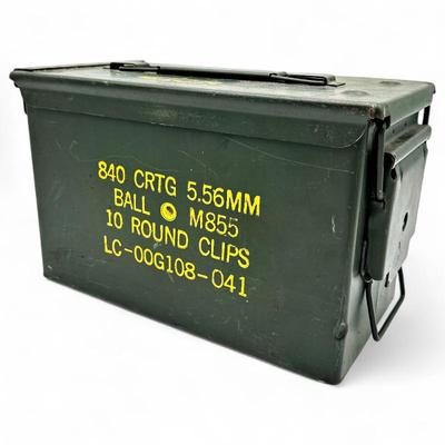 Sale Photo Thumbnail #169: U.S. Military Surplus .50 Cal Ammo Box, Marked M855