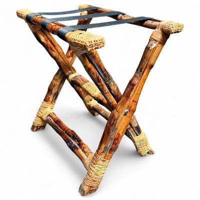 Sale Photo Thumbnail #234: Wood & Rattan Tray Stand