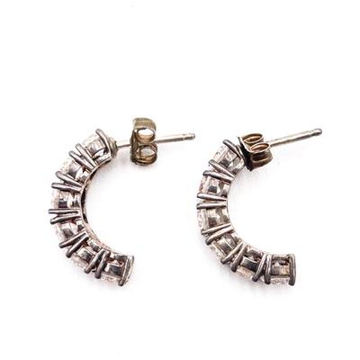 Sale Photo Thumbnail #361: Sterling Silver Half-Hoop CZ Post Earrings