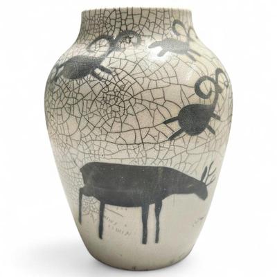 Sale Photo Thumbnail #40: Cathryn Hudin Raku Studio Pottery Vase, 1992