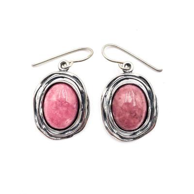 Sale Photo Thumbnail #354: Sterling 925 Or Paz Israel Pink Rhodonite Dangle Earrings