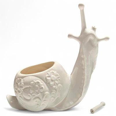 Sale Photo Thumbnail #308: Large White Glazed Ceramic Snail Planter