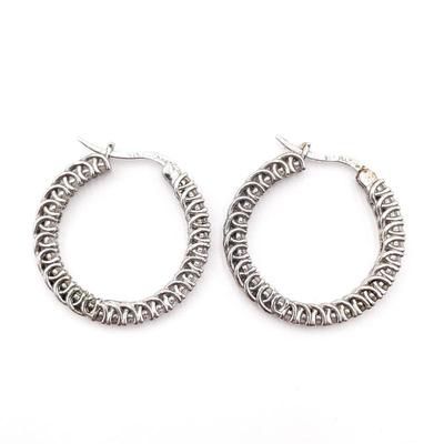 Sale Photo Thumbnail #398: Sterling 925 JCL Hoop Earrings w/ Cubic Zirconia