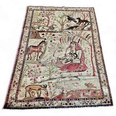Hand-Knotted Turkish Pictorial Rug