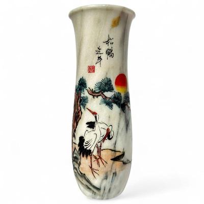 Sale Photo Thumbnail #174: Vintage Chinese Crane Marble Vase