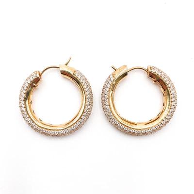 Sale Photo Thumbnail #348: Gold Vermeil Sterling Silver Pave Hoop Earrings