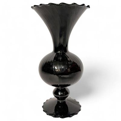 Sale Photo Thumbnail #59: Charcoal-Black Ribbed Glass Vase