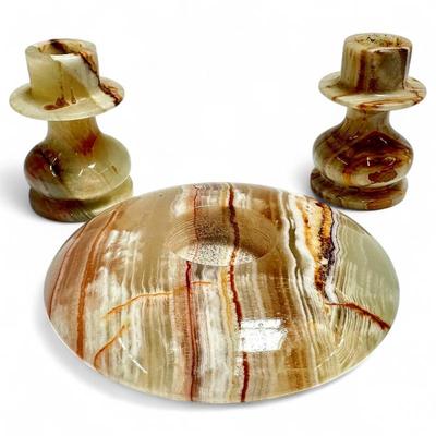 Sale Photo Thumbnail #300: Polished Natural Onyx Candle Holders