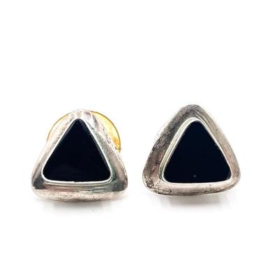 Sale Photo Thumbnail #362: Sterling Silver Onyx Triangle Studs