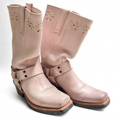 Sale Photo Thumbnail #226: FRYE 77700 Harness Pink Painted Flower Motorcycle Boots