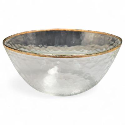 Sale Photo Thumbnail #311: Clear Molded Glass Bowl w/ Gold Rim