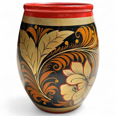 Sale Photo Thumbnail #252: USSR Khokhloma Lacquer Hand-Painted Wood Vase