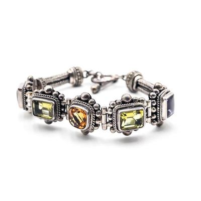 Multicolor Amethyst, Peridot, & Topaz Silver Bracelet