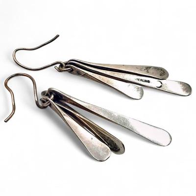 Sale Photo Thumbnail #200: Sterling Silver Modernist Multi-Paddle Drop Earrings