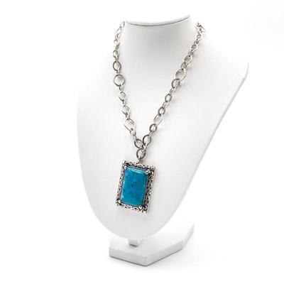 Lois Hill Sterling Silver Turquoise Pendant Necklace