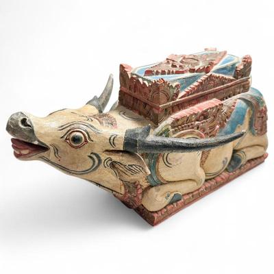 Sale Photo Thumbnail #273: Balinese Polychromed Wooden Reliquary Box in Bull Form