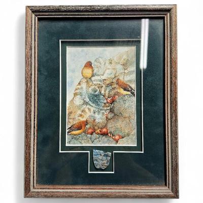 Sale Photo Thumbnail #42: Carol M. Kortnik Lithograph, Birds Among Rocks, 9/100