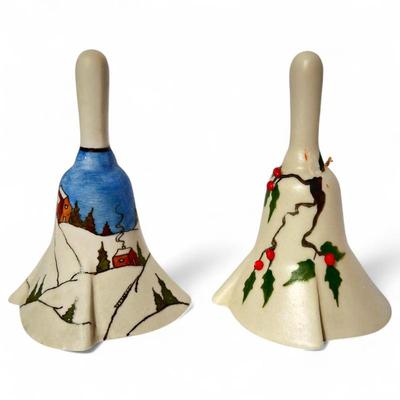 Sale Photo Thumbnail #133: Hand-Painted Ceramic Bells w/ Winter and Holly Designs (limited edition)