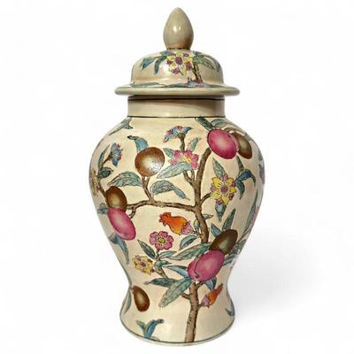 Sale Photo Thumbnail #73: Large WBI Chinese Chinoiserie Enameled Porcelain Ginger Jar