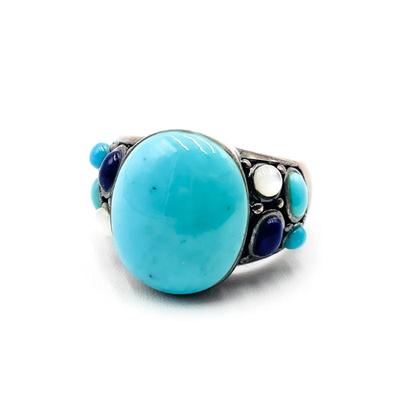 Sale Photo Thumbnail #384: Multi-Stone Ring w/ Turquoise Lapis & Pearl