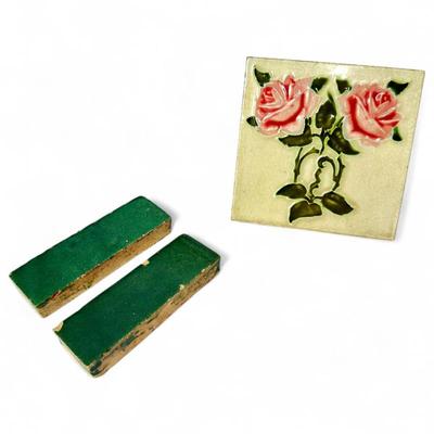 Sale Photo Thumbnail #79: Ceramic Tiles – Floral Motif & Glazed Green Set