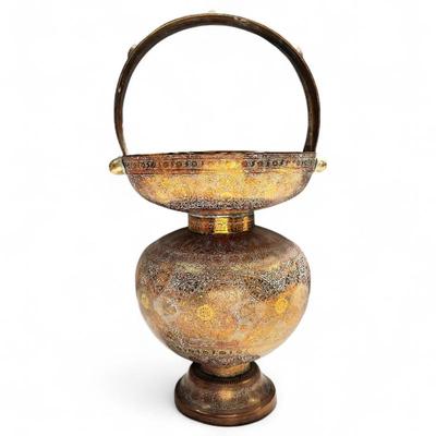 Sale Photo Thumbnail #295: Large Vintage Indian Brass Kamandalu Water Carrier