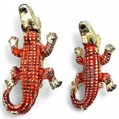 Sale Photo Thumbnail #194: Vintage Gerry's Signed Enamel Alligator Brooches
