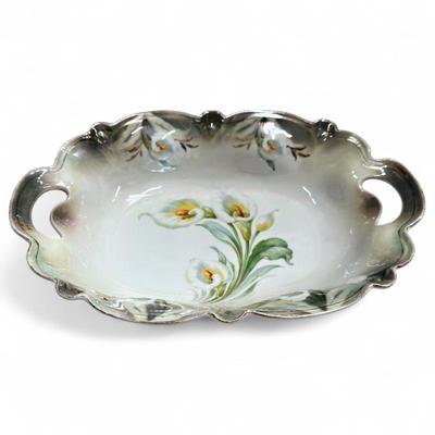 Sale Photo Thumbnail #251: Handled Porcelain Dish w/ Calla Lily Design, Prussia