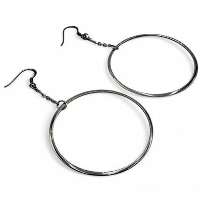 Sale Photo Thumbnail #201: Sterling Silver Hoop Drop Earrings on Chain