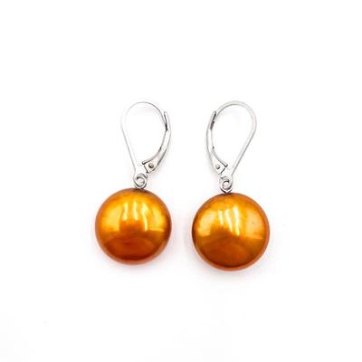 Sale Photo Thumbnail #367: Orange Pearl Earrings w/ Sterling 925 Hooks