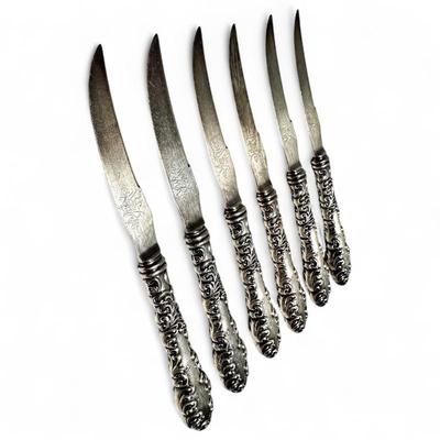 Sale Photo Thumbnail #145: Six Wallace Waverly Sterling Silver Knives