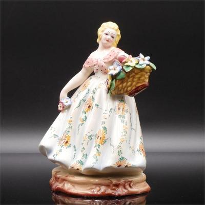 1950's Italian Majolica Pottery Lady Figurine