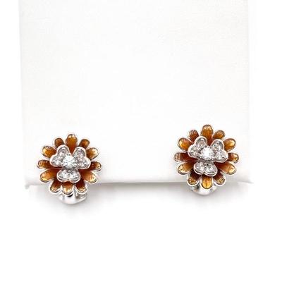 Sale Photo Thumbnail #380: Sterling 925 Floral Clip-On Earrings