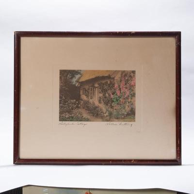 Sale Photo Thumbnail #27: Wallace Nutting "Hollyhock Cottage" Hand-Colored Photo