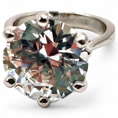 Sale Photo Thumbnail #205: Sterling Silver Ring w/ Round-Cut Clear Stone