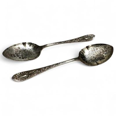 Sale Photo Thumbnail #142: Antique Deykin & Sons Silver Spoons w/ Floral Carvings