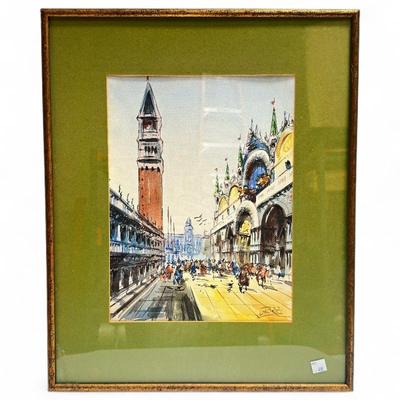 Sale Photo Thumbnail #128: Lorenzo Rizzi Original Watercolor of Piazza San Marco, Venice