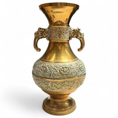 Sale Photo Thumbnail #281: Vintage Brass Vase w/ Elephant Head Handles